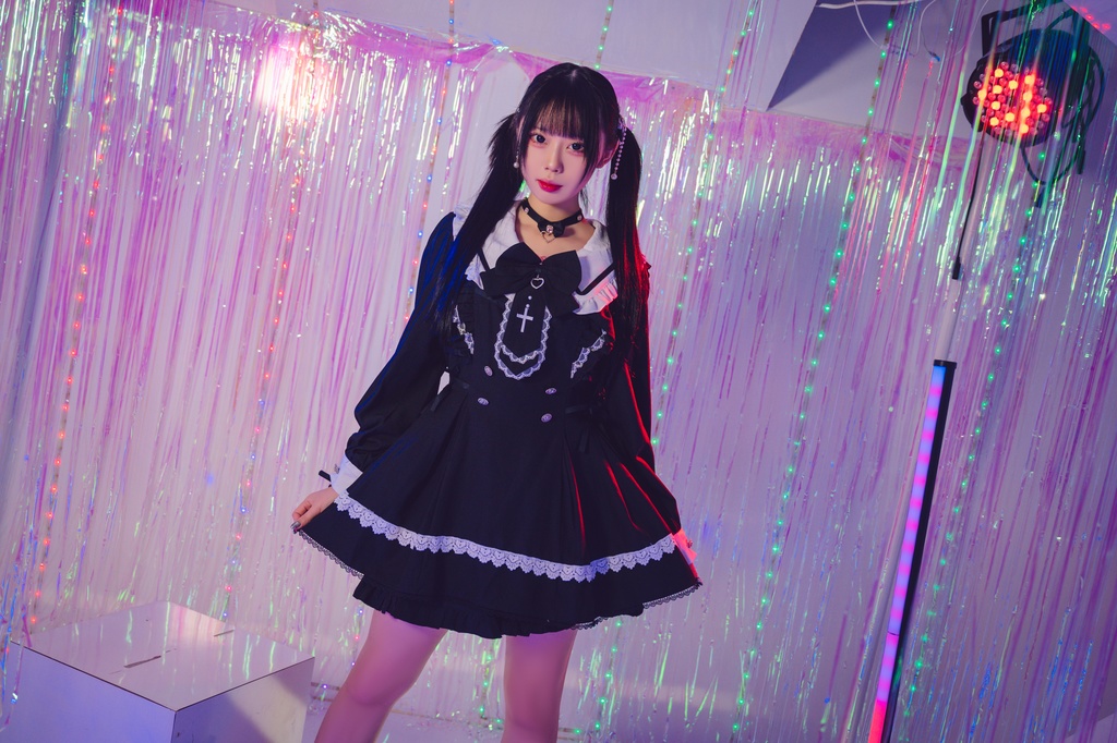 Jillpunk 量産型 ゆめかわ ロリータ ゴシック聖詩 ネクタイ付き ダブルブレストドレス フリルヘム 長袖シャツワンピース+ショートパンツ セット オリジナル 姫系 可愛い おしゃれ ファッション萌え 秋葉原