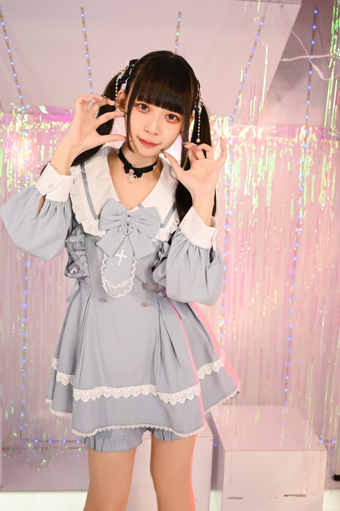 Jillpunk 量産型 ゆめかわ ロリータ ゴシック聖詩 ネクタイ付き ダブルブレストドレス フリルヘム 長袖シャツワンピース+ショートパンツ セット オリジナル 姫系 可愛い おしゃれ ファッション萌え 秋葉原