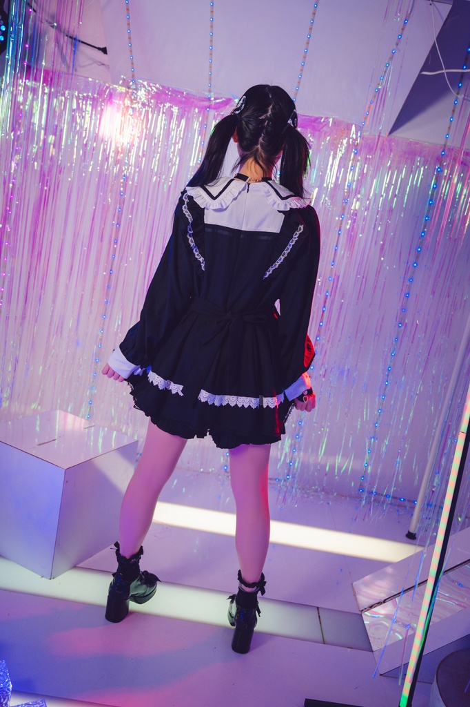 Jillpunk 量産型 ゆめかわ ロリータ ゴシック聖詩 ネクタイ付き ダブルブレストドレス フリルヘム 長袖シャツワンピース+ショートパンツ セット オリジナル 姫系 可愛い おしゃれ ファッション萌え 秋葉原