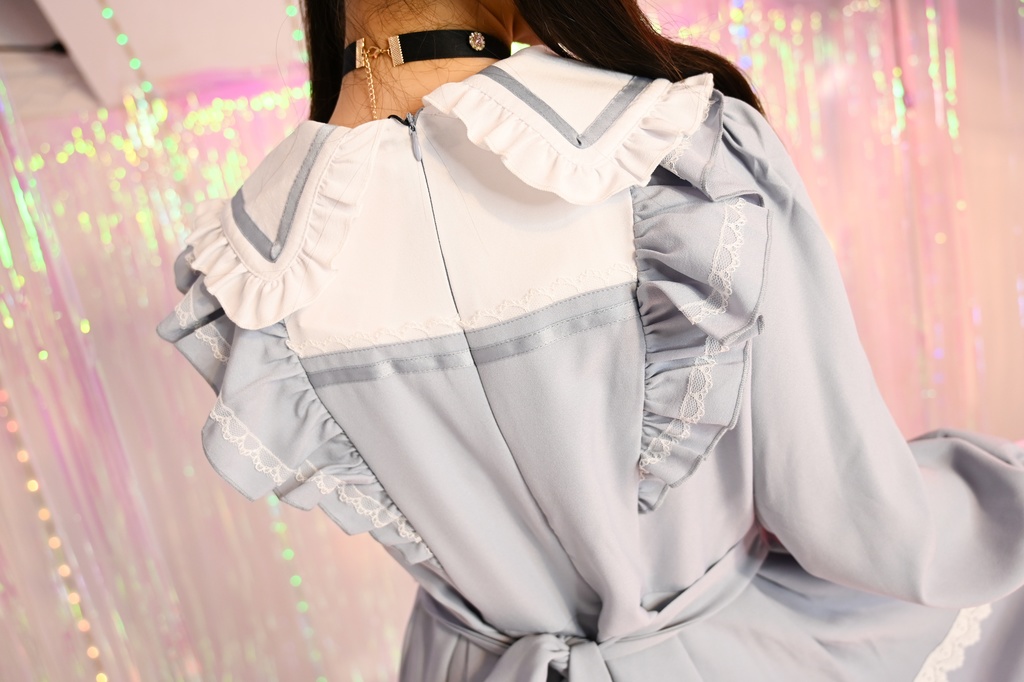 Jillpunk 量産型 ゆめかわ ロリータ ゴシック聖詩 ネクタイ付き ダブルブレストドレス フリルヘム 長袖シャツワンピース+ショートパンツ セット オリジナル 姫系 可愛い おしゃれ ファッション萌え 秋葉原