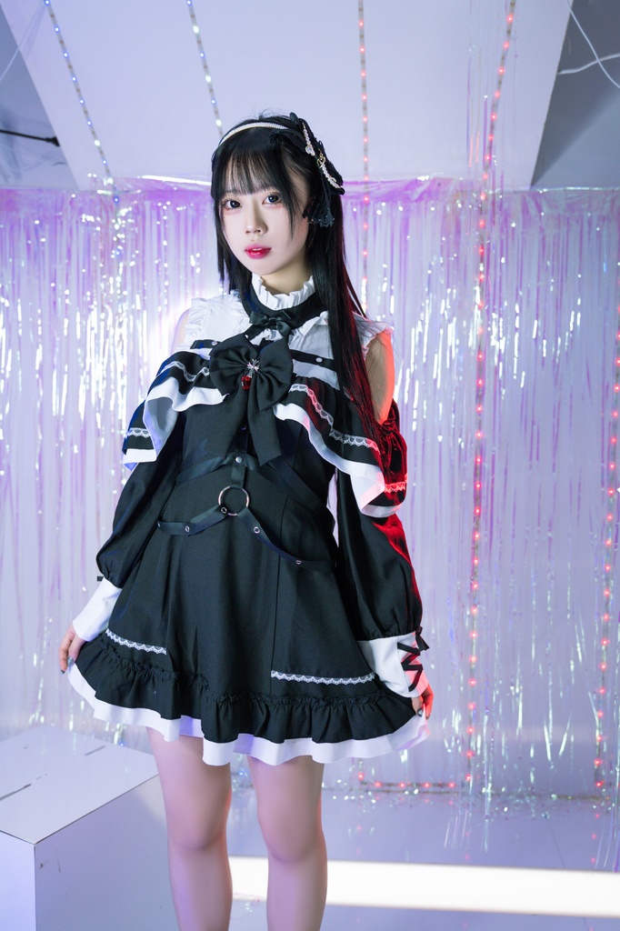 Jillpunk 地雷系 ダーク ゴシックロリータ 狂詩曲 ハーネス リボン付き 肩出し フリルヘム 長袖ワンピースドレス オリジナル 姫系 可愛い おしゃれ ファッション萌え 秋葉原