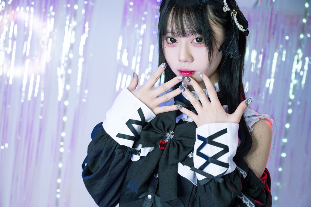 Jillpunk 地雷系 ダーク ゴシックロリータ 狂詩曲 ハーネス リボン付き 肩出し フリルヘム 長袖ワンピースドレス オリジナル 姫系 可愛い おしゃれ ファッション萌え 秋葉原