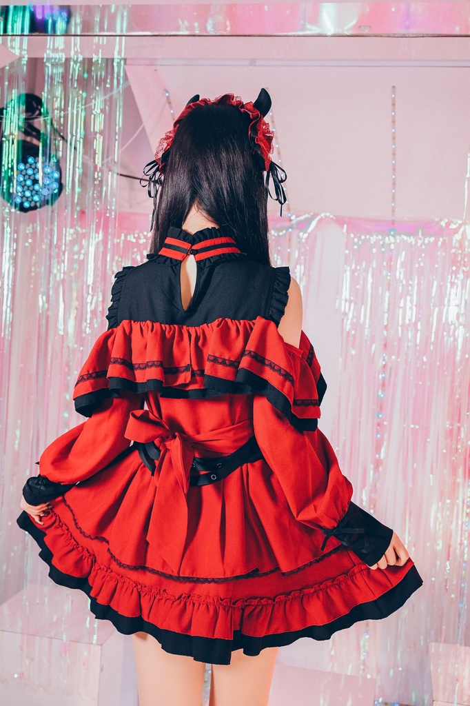 Jillpunk 地雷系 ダーク ゴシックロリータ 狂詩曲 ハーネス リボン付き 肩出し フリルヘム 長袖ワンピースドレス オリジナル 姫系 可愛い おしゃれ ファッション萌え 秋葉原