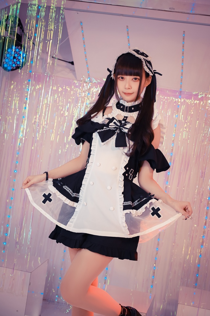 Jillpunk 水色 量産型 ゆめかわ ロリータ 天使の契約 ハイネック 肩出しドレス 透け透け リボン付き 長袖シャツワンピース+ショートパンツ メイド服セット オリジナル 可愛い おしゃれ ファッション萌え 秋葉原