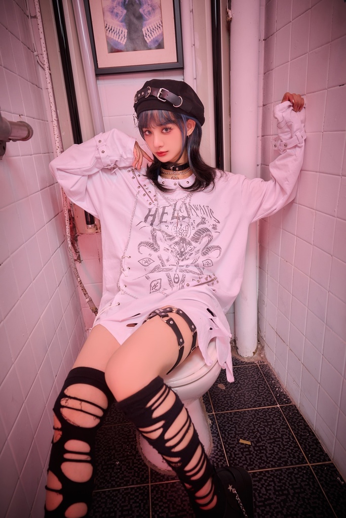 Jillpunk ヘヴィメタル パンクロック 罪悪の讃歌 バフォメット ダメージ加工 漸層グラデ アシンメトリー 長袖Tシャツ カットソー オリジナル メンズ レディーズ クール おしゃれ男女兼用