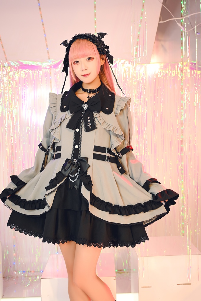 Jillpunk 地雷系 ダーク ゴシックロリータ 吸血鬼学園 リボンタイ付き 姫袖ブラウスワンピース フリルヘム 長袖ドレス ショーパン2点セット オリジナル 姫系 可愛い おしゃれ ファッション萌え 秋葉原