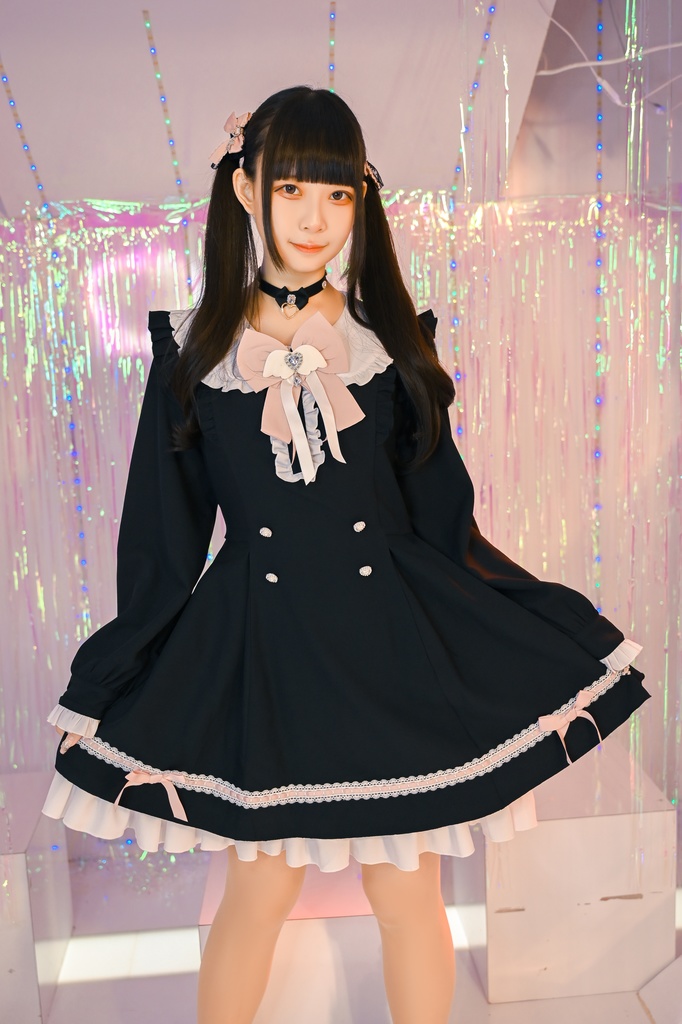 Jillpunk アニメ界隈 ゆめかわ ロリータ 恋愛魔法陣 丸襟 リボン付き フリル 長袖ワンピース+刺繍入りケープ ドレスセット2点 オリジナル 可愛い おしゃれ ファッション萌え 秋葉原