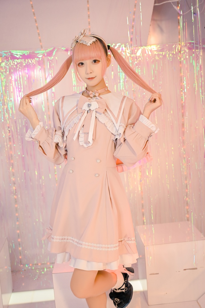 Jillpunk アニメ界隈 ゆめかわ ロリータ 恋愛魔法陣 丸襟 リボン付き フリル 長袖ワンピース+刺繍入りケープ ドレスセット2点 オリジナル 可愛い おしゃれ ファッション萌え 秋葉原