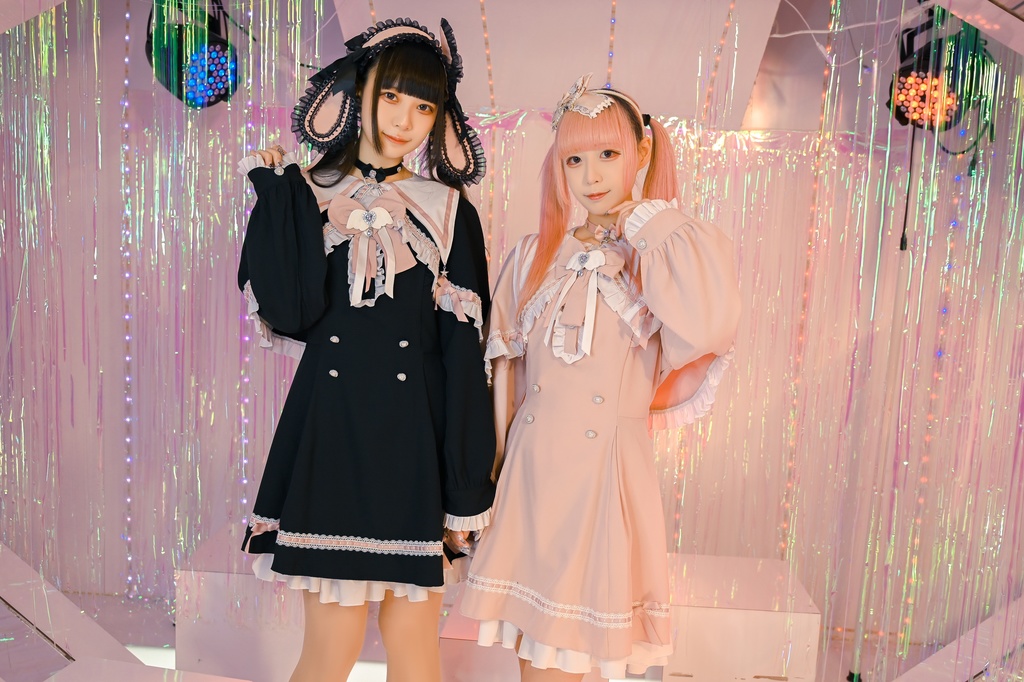 Jillpunk アニメ界隈 ゆめかわ ロリータ 恋愛魔法陣 丸襟 リボン付き フリル 長袖ワンピース+刺繍入りケープ ドレスセット2点 オリジナル 可愛い おしゃれ ファッション萌え 秋葉原