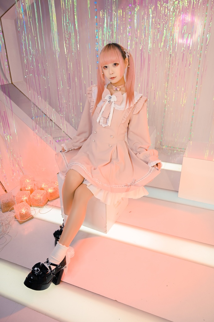 Jillpunk アニメ界隈 ゆめかわ ロリータ 恋愛魔法陣 丸襟 リボン付き フリル 長袖ワンピース+刺繍入りケープ ドレスセット2点 オリジナル 可愛い おしゃれ ファッション萌え 秋葉原