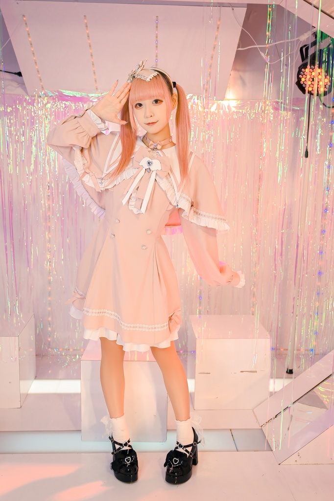 Jillpunk アニメ界隈 ゆめかわ ロリータ 恋愛魔法陣 丸襟 リボン付き フリル 長袖ワンピース+刺繍入りケープ ドレスセット2点 オリジナル 可愛い おしゃれ ファッション萌え 秋葉原