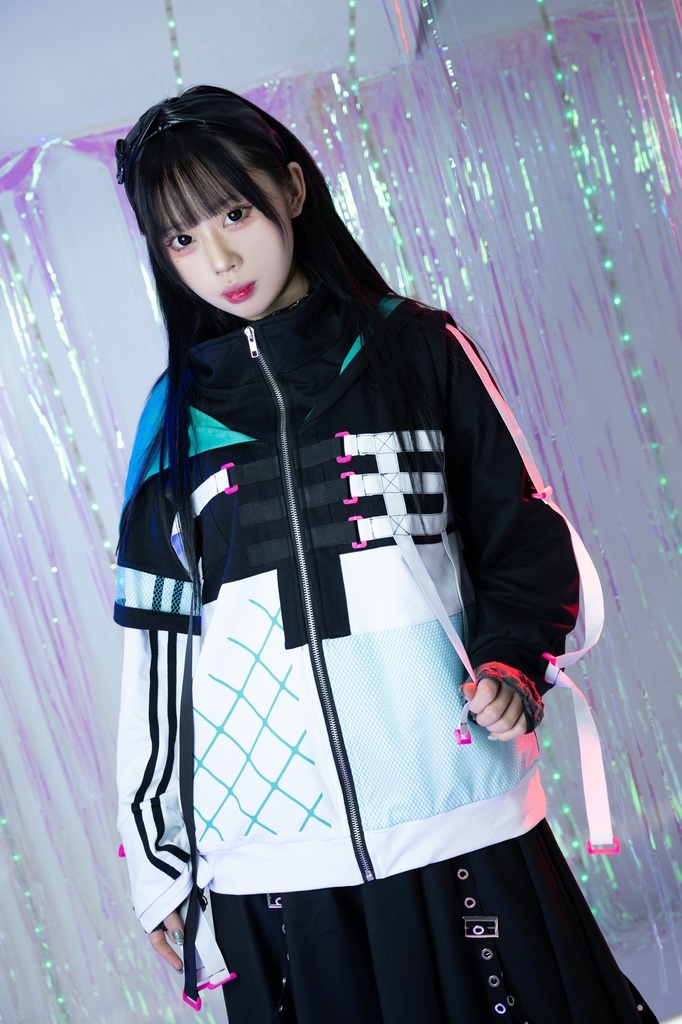 Jillpunk 台湾画師柴染コラボ 東方浮夢録 和洋折衷 妖狐神龍 配色 非対称 メッシュ切替 尻尾付き スウェットパーカー フード付きジャケット オリジナル おしゃれ 男女兼用ファッション秋葉系