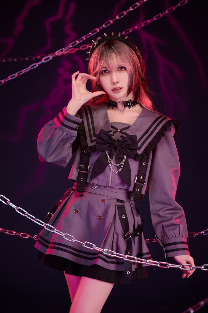 Jillpunk プレッピー ダークガーリー 地雷系 量産型 和洋折衷 ナイトメアスィート 蝶ネクタイ付き ショート丈学院セーラー服 ハイウェストスカート JK制服セット2点 オリジナル レディース 和洋ミックス カッコいい おしゃれ サブカル