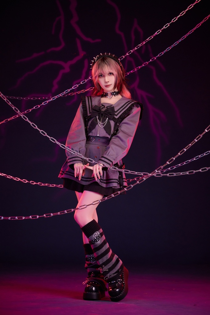 Jillpunk プレッピー ダークガーリー 地雷系 量産型 和洋折衷 ナイトメアスィート 蝶ネクタイ付き ショート丈学院セーラー服 ハイウェストスカート JK制服セット2点 オリジナル レディース 和洋ミックス カッコいい おしゃれ サブカル