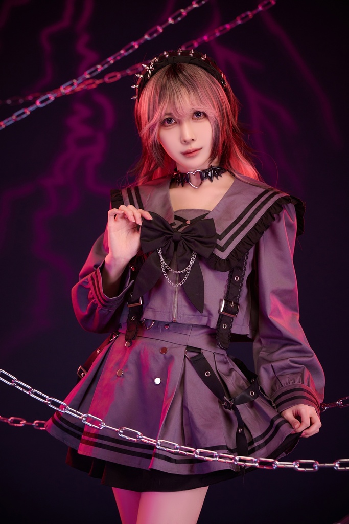 Jillpunk プレッピー ダークガーリー 地雷系 量産型 和洋折衷 ナイトメアスィート 蝶ネクタイ付き ショート丈学院セーラー服 ハイウェストスカート JK制服セット2点 オリジナル レディース 和洋ミックス カッコいい おしゃれ サブカル