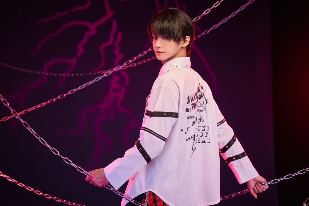Jillpunk 王道パンク V系 ロック ヘヴィメタル バンギャ 亡霊ポロローグ クロスチャーム チェーンネクタイ付き 取り外し可能な袖 2WAYドレスシャツ メンズ レディーズ おしゃれ男女兼用カッコいい ファッション