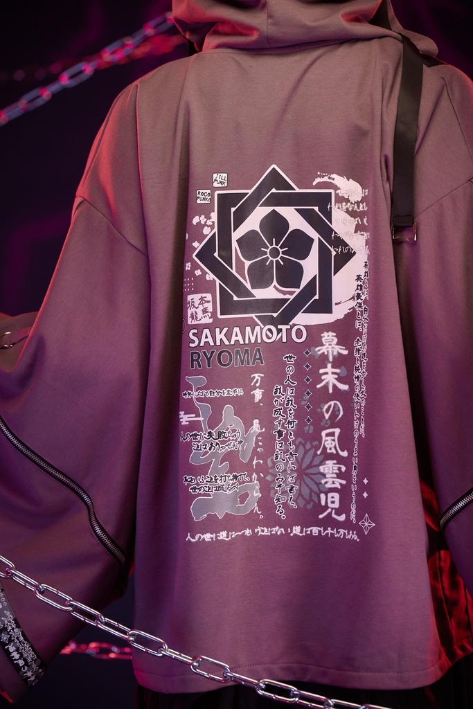 Jillpunk 和風モード 戦国武将物語 幕末の風雲児 坂本龍馬 武将譚 家紋刺繡 フード付き2WAY 和洋折衷 振袖現代羽織 和装ジャケット オリジナル メンズ レディー カッコいい おしゃれ 男女兼用ファッション