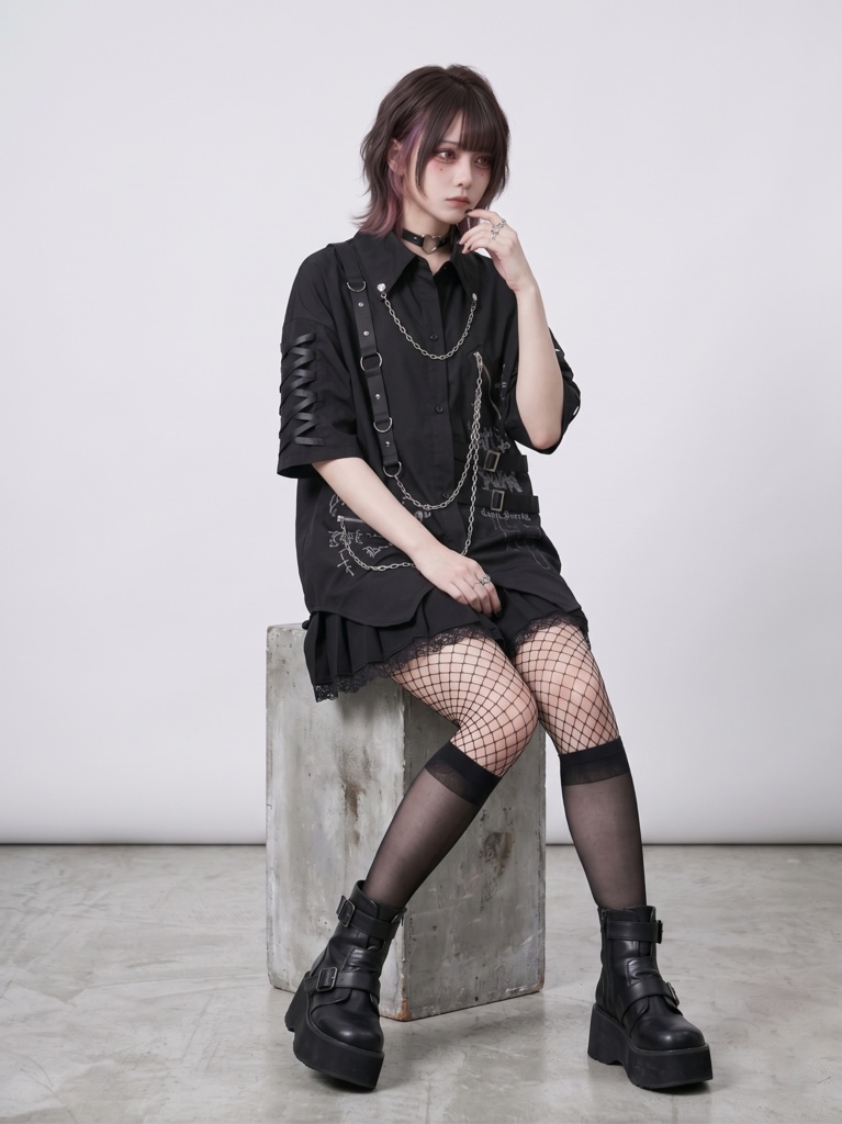 Jillpunk 王道パンク NANA系 V系 ロック ヘヴィメタル バンギャ 闇黒グリモワール 鎖チェーン アームバンド付き 半袖 燕尾ドレスシャツ メンズ レディーズ おしゃれ男女兼用カッコいい ファッション