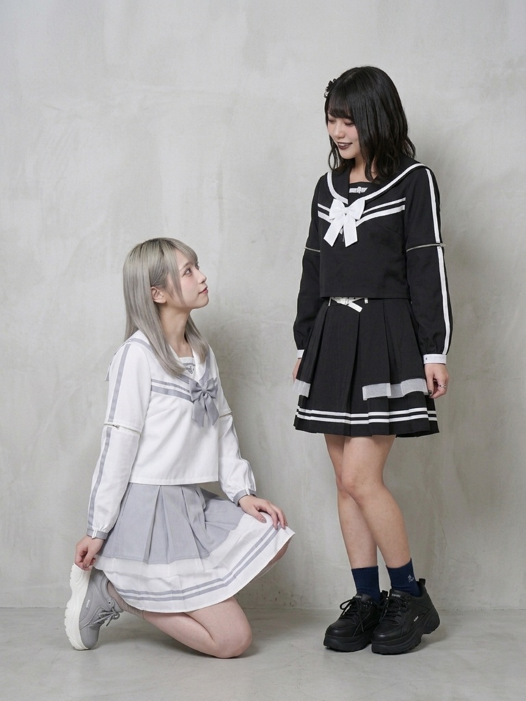 Jillpunk天使界隈 水色系統 jk制服 アクアメモリー 蝶ネクタイ付き 取り外し可能な袖 2WAYセーラー服 ハイウェスト プリーツスカート スポーティーセット2点 オリジナル おしゃれ ファッション 原宿系