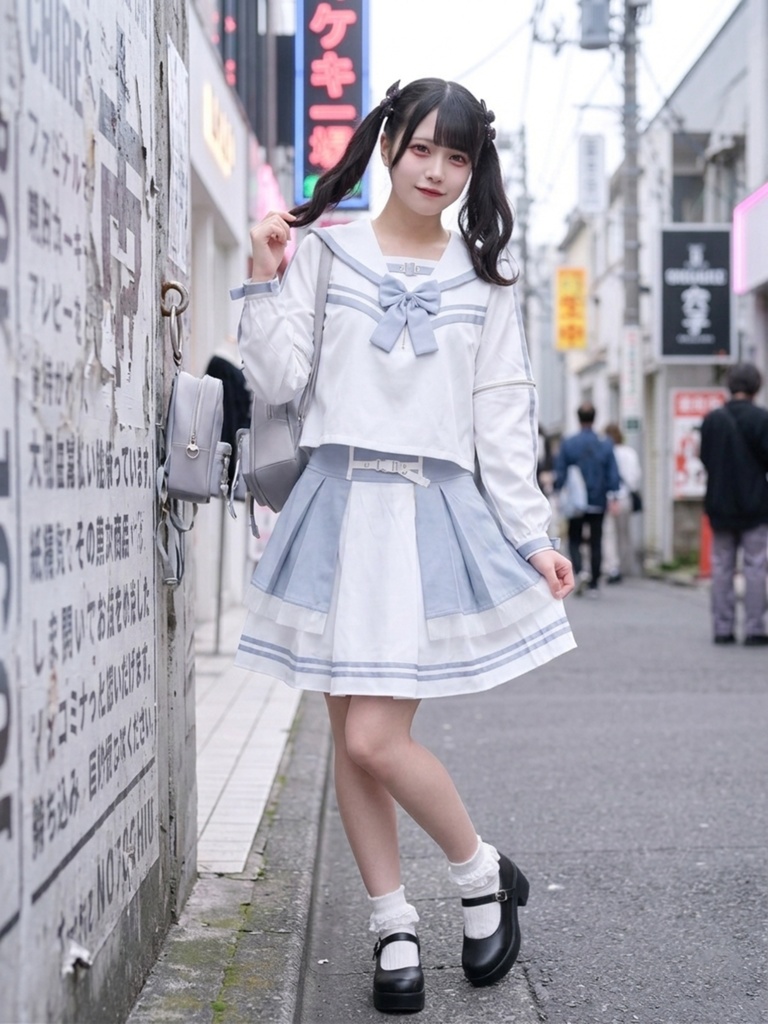 Jillpunk天使界隈 水色系統 jk制服 アクアメモリー 蝶ネクタイ付き 取り外し可能な袖 2WAYセーラー服 ハイウェスト プリーツスカート スポーティーセット2点 オリジナル おしゃれ ファッション 原宿系