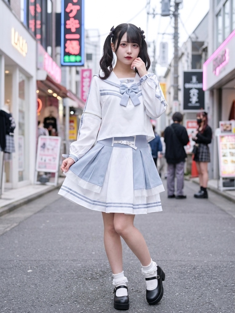 Jillpunk天使界隈 水色系統 jk制服 アクアメモリー 蝶ネクタイ付き 取り外し可能な袖 2WAYセーラー服 ハイウェスト プリーツスカート スポーティーセット2点 オリジナル おしゃれ ファッション 原宿系