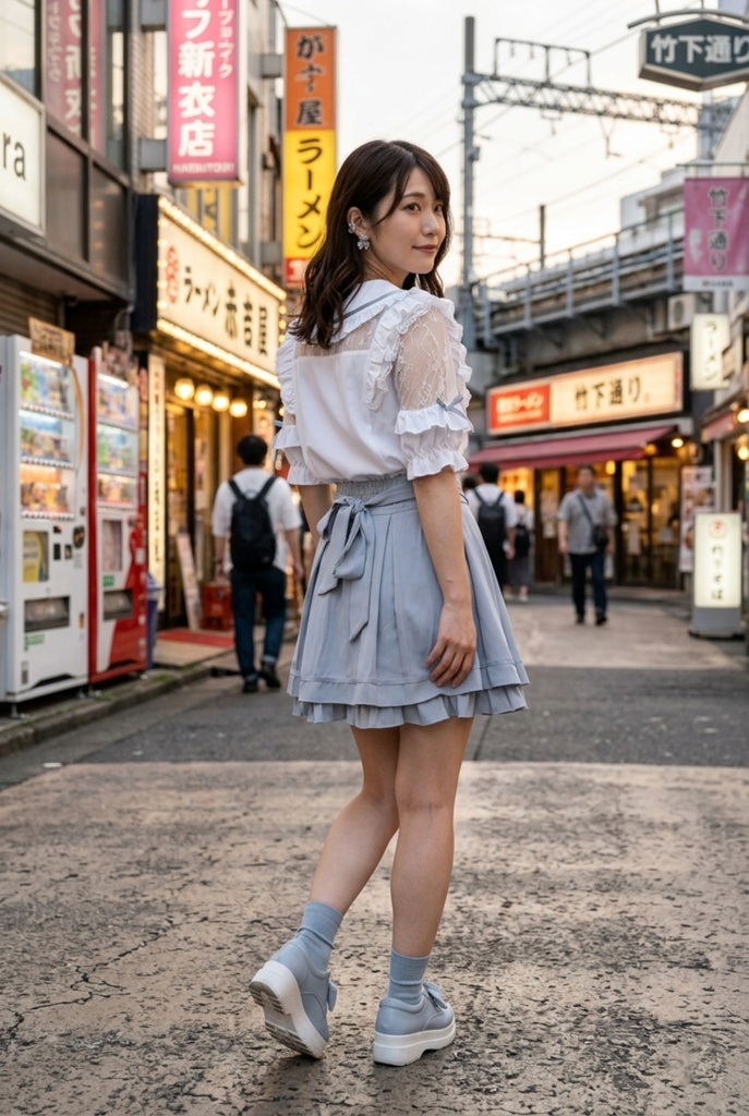 Jillpunk 量産型 ハート宣言 地雷系 水色系統 ロリータ 蝶ネクタイ付き レース 肩出し バブルスリーブ 半袖ブラウスシャツ ハートポケット ハイウェスト フリルスカート オリジナル 姫系 可愛いファッション 秋葉原