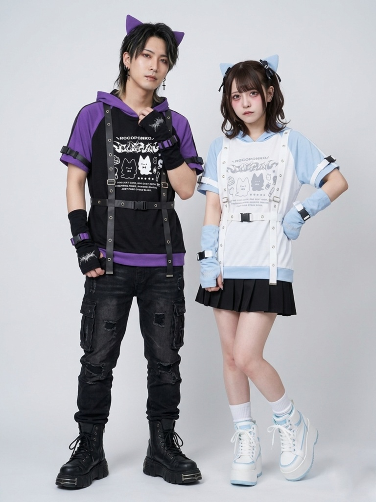 Jillpunk可愛い お宅 アニメ オタ猫日誌 NEET 自宅警備員 アームカバー アイレットハーネス付き 1/4ZIP 猫耳 ユーティリティウェア 半袖パーカー オリジナル メンズ レディーズ 秋葉系 サブカル