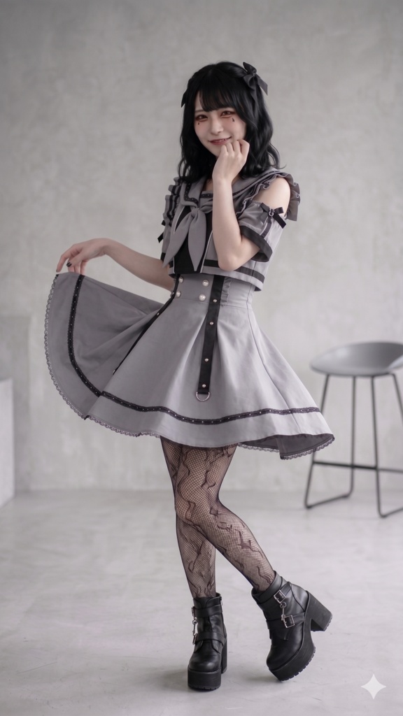 Jillpunk ヤンキーJK サブカル 制服 プレッピー ビタースウィート学園 三角タイの付き 肩出し セーラー服 重ね着風 ダブルブレスト ワンピース半袖ドレス オリジナル おしゃれ ガーリー感
