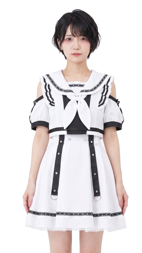 Jillpunk ヤンキーJK サブカル 制服 プレッピー ビタースウィート学園 三角タイの付き 肩出し セーラー服 重ね着風 ダブルブレスト ワンピース半袖ドレス オリジナル おしゃれ ガーリー感