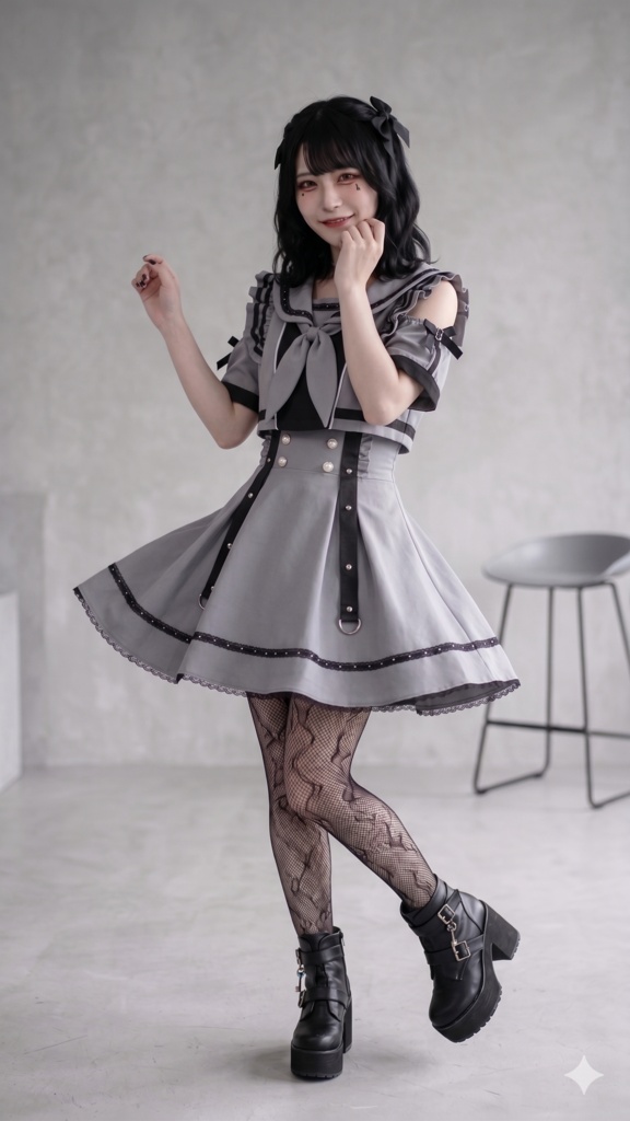 Jillpunk ヤンキーJK サブカル 制服 プレッピー ビタースウィート学園 三角タイの付き 肩出し セーラー服 重ね着風 ダブルブレスト ワンピース半袖ドレス オリジナル おしゃれ ガーリー感