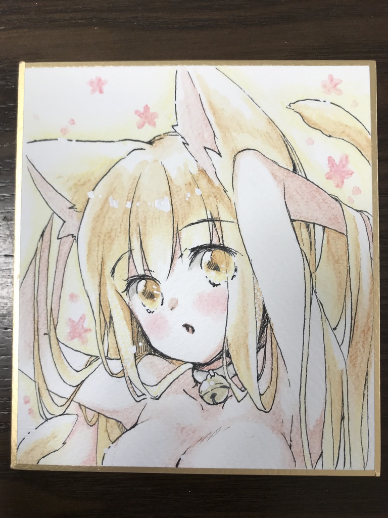 直筆ミニ色紙「ねこみみ」