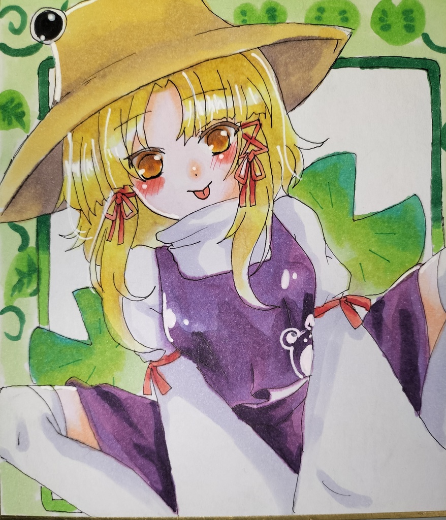 洩矢諏訪子  色紙イラスト(12cm×13.5cm)