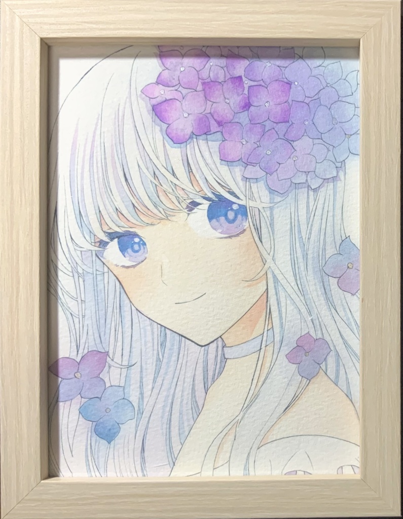 アナログ原画　オリジナル「紫陽花」