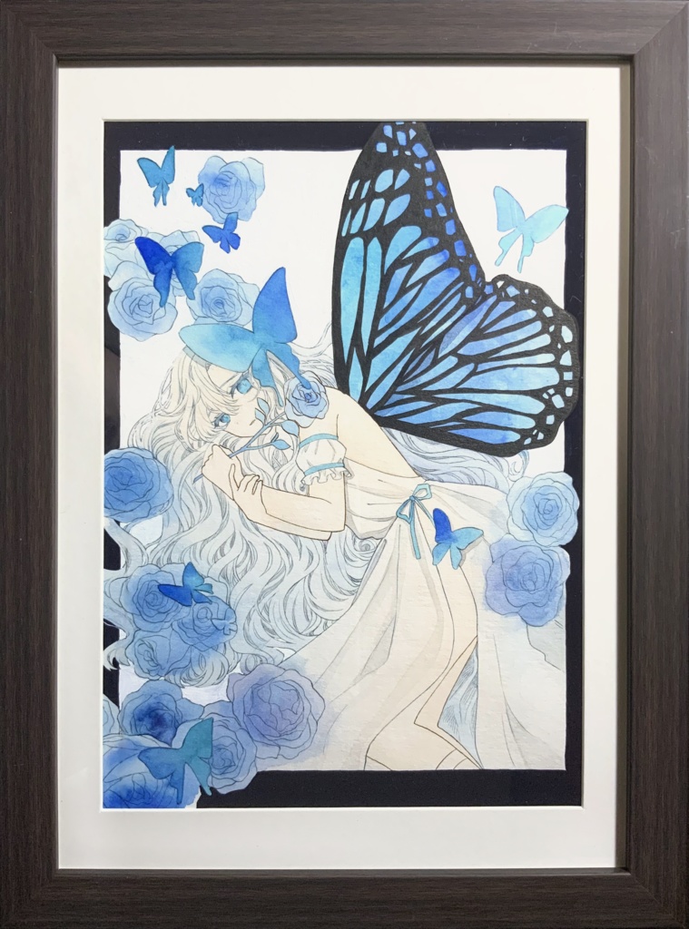 手描きイラスト オリジナル 蝶々の標本 - アート/写真