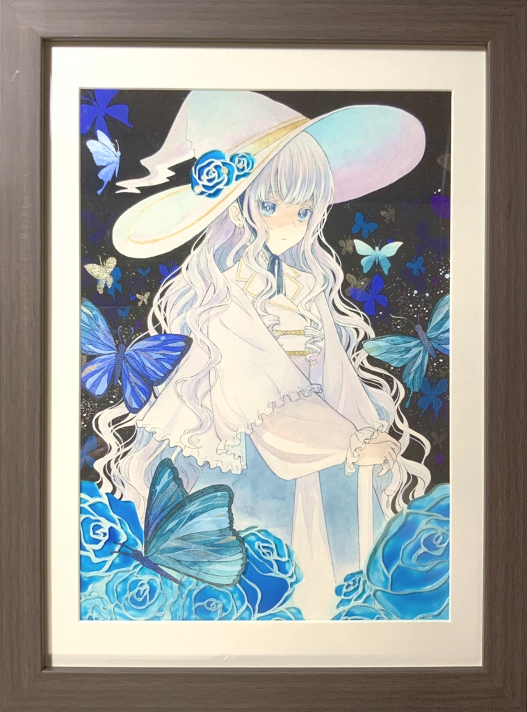 アナログ原画　オリジナル「青薔薇の魔女」