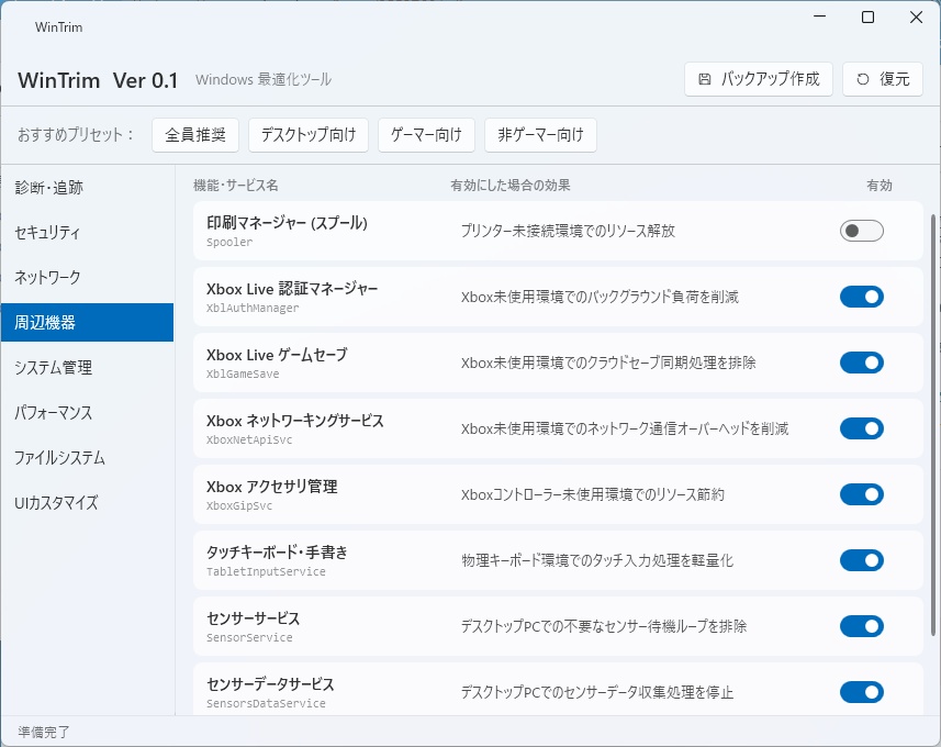 WinTrim <Windows レジストリ最適化ツール>