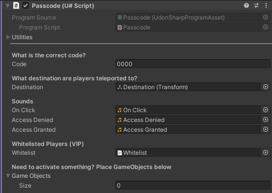 Passcode for VRChat Worlds