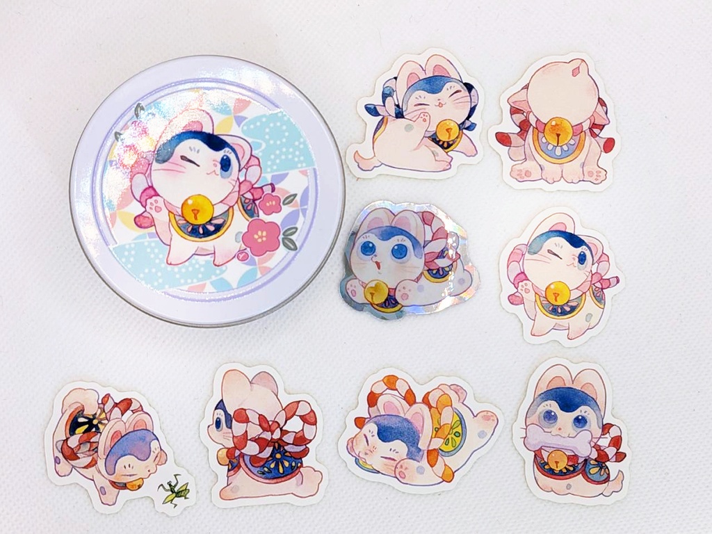 張り子犬シール缶