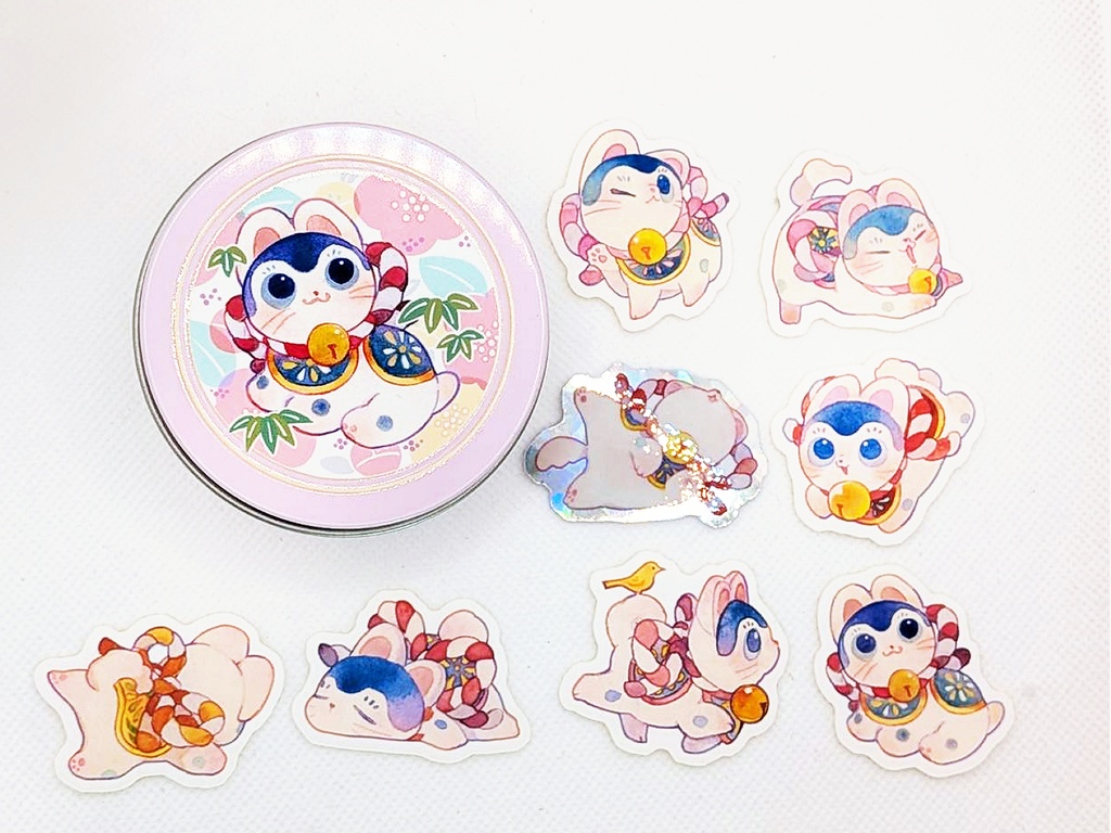 張り子犬シール缶