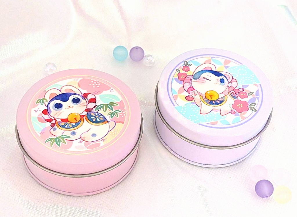 張り子犬シール缶