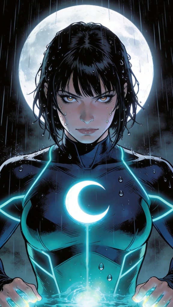 Moon Water Ninja – 3 Wallpaper Set | 4K Mobile Wallpaper | Dark Aesthetic Anime Background