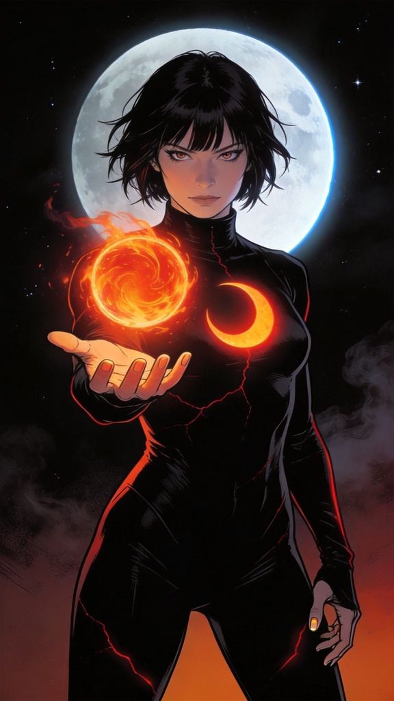 Moon Fire Ninja – Flame Control | 4K Mobile Wallpaper (9:16)