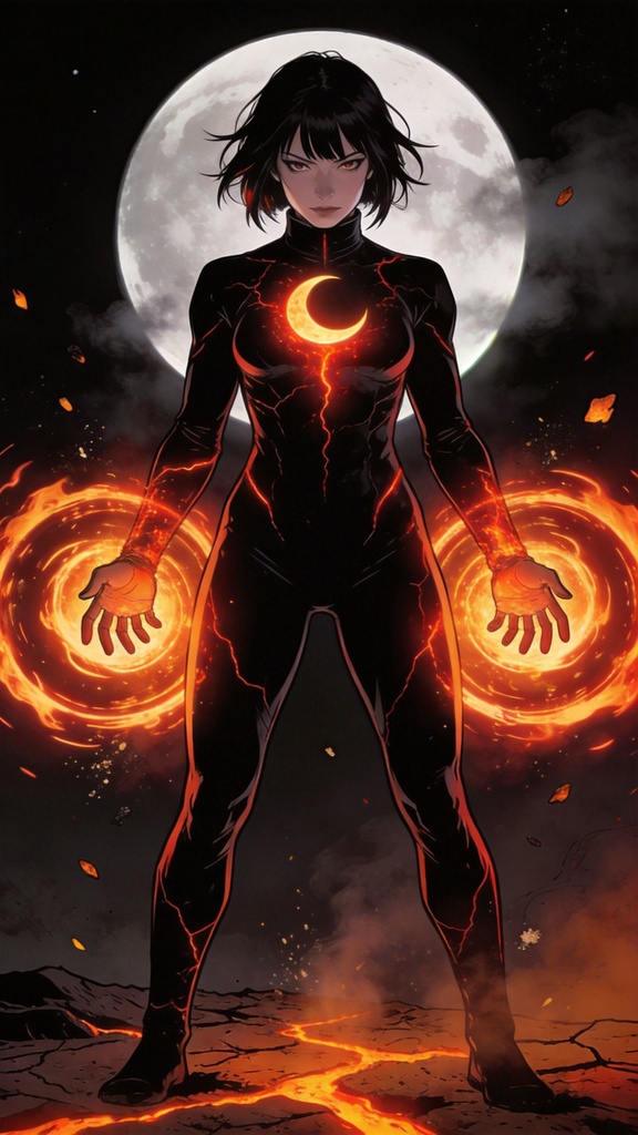 Moon Fire Ninja – Flame Release | 4K Mobile Wallpaper (9:16)