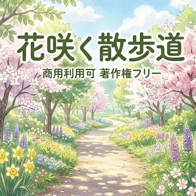 著作権フリー 花咲く散歩道