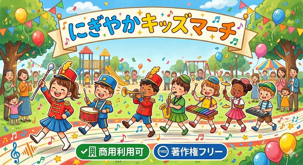 著作権フリー にぎやかキッズマーチBGM
