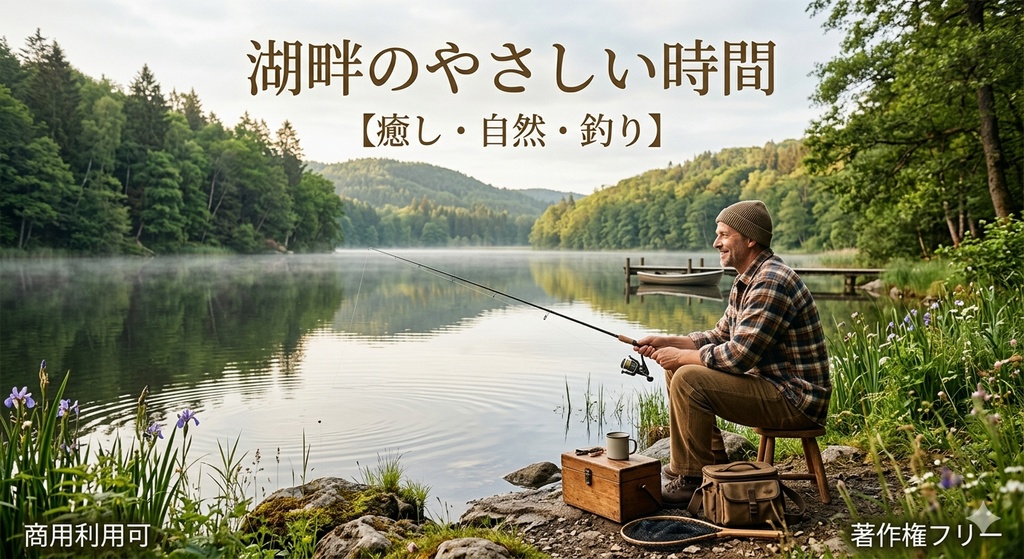 著作権フリー　湖畔のやさしい時間【癒し　自然　釣り】