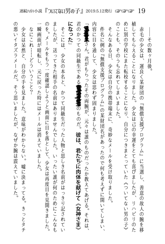 連続ハガキ小説『ついてない男の子』