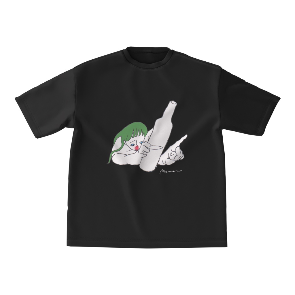 おきゃわりくらはい　ブラックビッグシルエットTシャツ