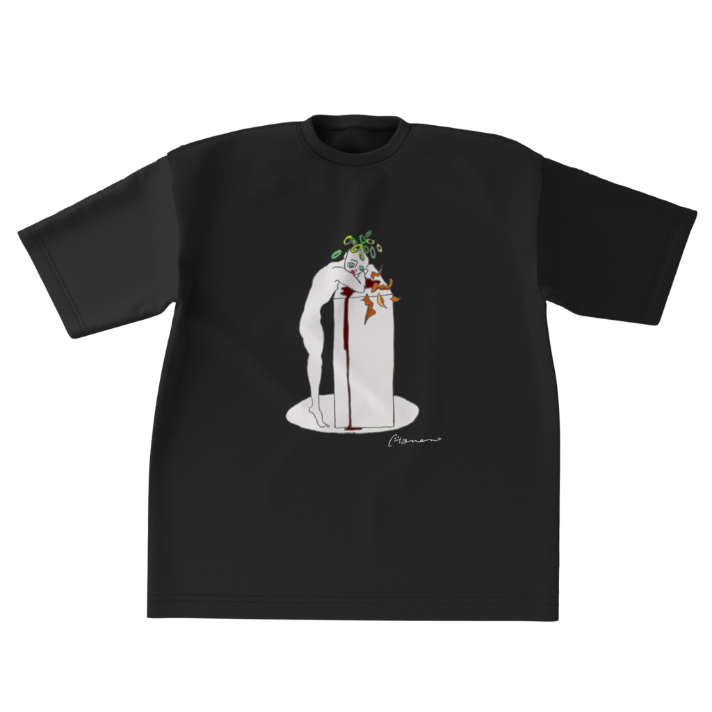 ひややっこ ブラックビッグシルエットTシャツ