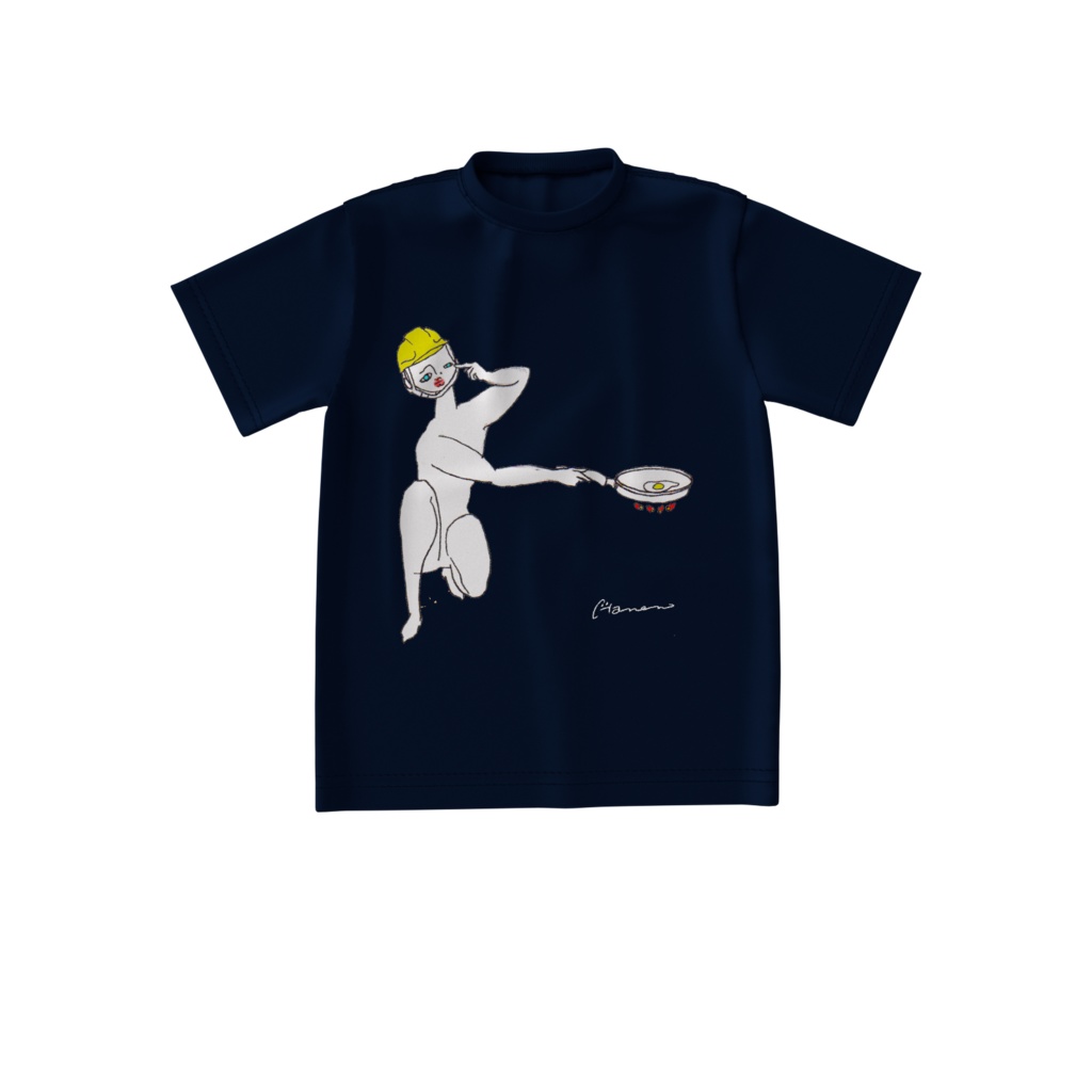 めだまやきやく　ブラックビッグシルエットTシャツ